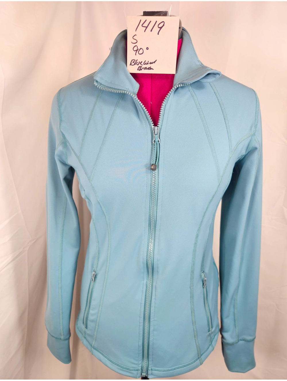 90 Degree Women’s S Blue Full Zip Knit Stretch Track Jacket w/ Pockets